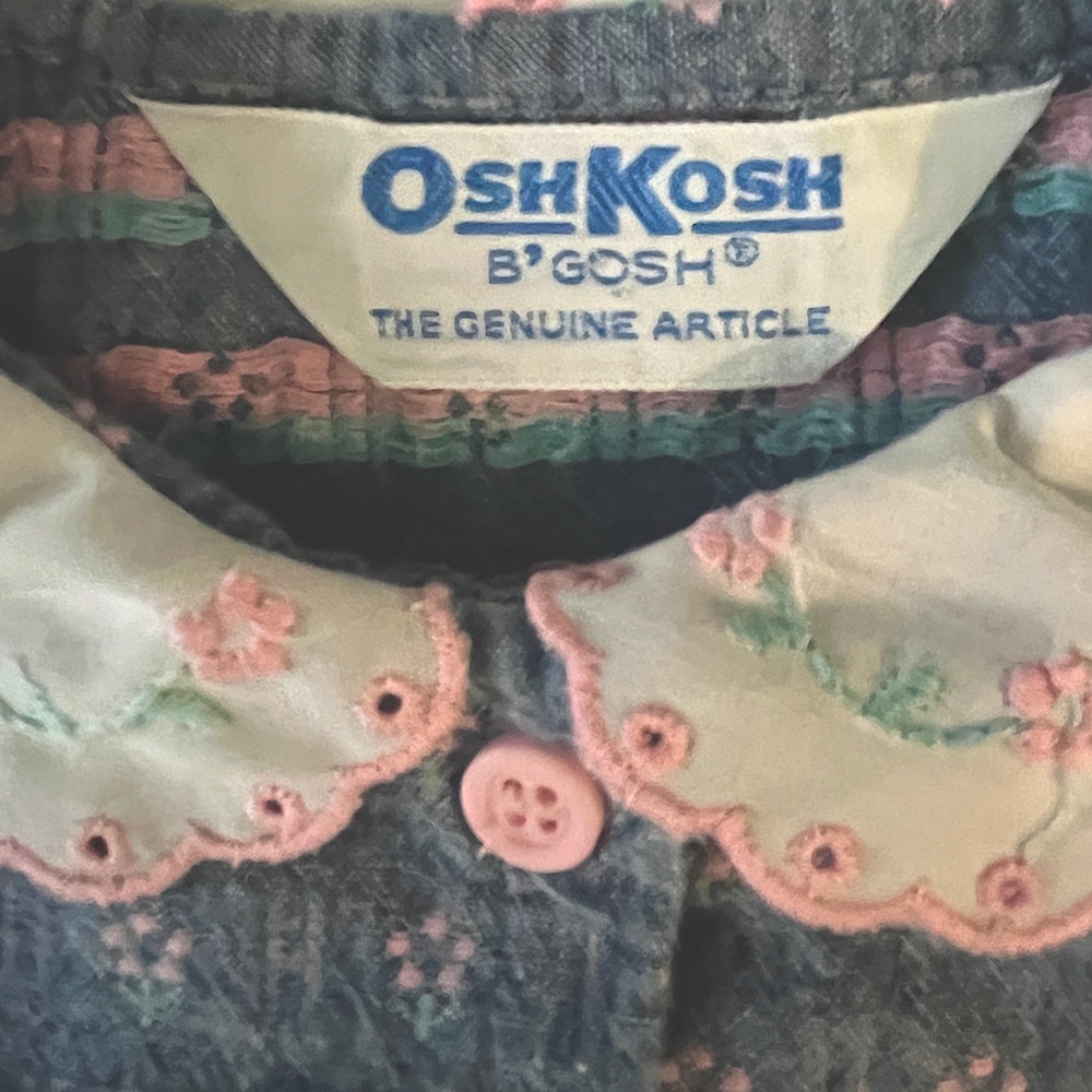 VINTAGE Oshkosh B'gosh Denim Ruffle Skirt and Matching Blouse Embroidered 18 Mos - Picture 9 of 13